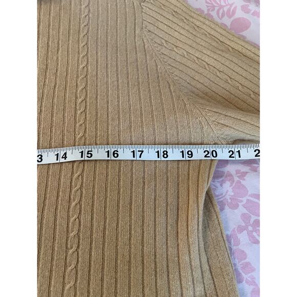 Vintage Scottish Cashmere camel beige turtleneck ribbed knit luxury pullover - Picture 7 of 11